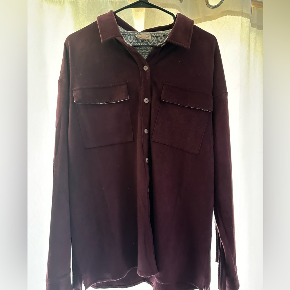 Hem & Thread Purple Fringe Button Down